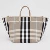 Burberry Women Medium Check Canvas Beach Tote 14 Burberry Women Medium Check Canvas Beach Tote