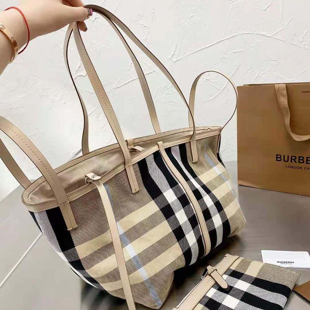 Shop Burberry Medium London Check Tote Bag