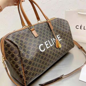 Celine Women Large Voyage Bag in Triomphe Canvas with Celine Print