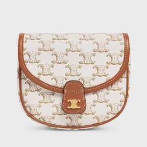 Celine Women Mini Besace in Triomphe Canvas and Calfskin