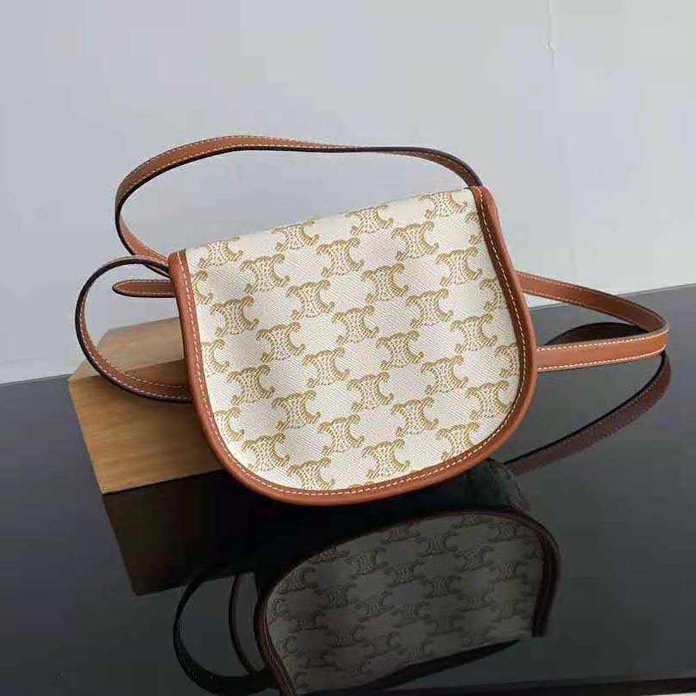 MINI BESACE IN TRIOMPHE CANVAS AND CALFSKIN - WHITE