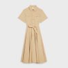 Celine Women Shirt Dress in Lightweight Cotton-Brown