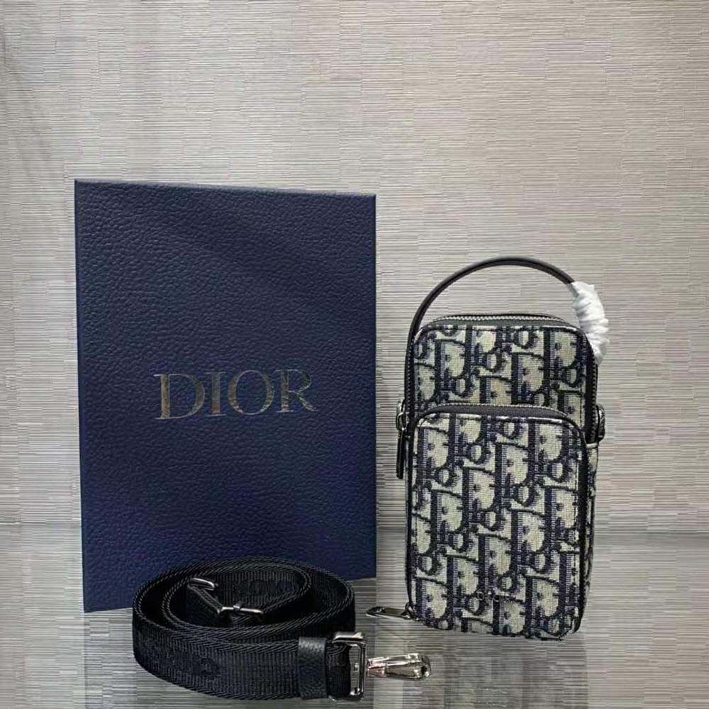 Pouch Beige and Black Dior Oblique Jacquard