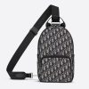Dior Men Sling Bag Beige and Black Dior Oblique Jacquard