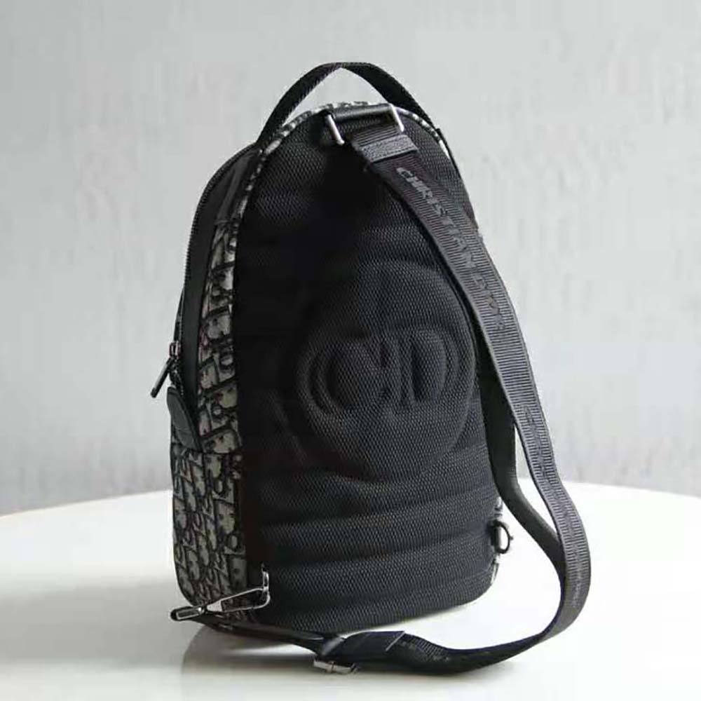 Dior Men Sling Bag Beige and Black Dior Oblique Jacquard 3 Dior Men Sling Bag Beige and Black Dior Oblique Jacquard - Image 3