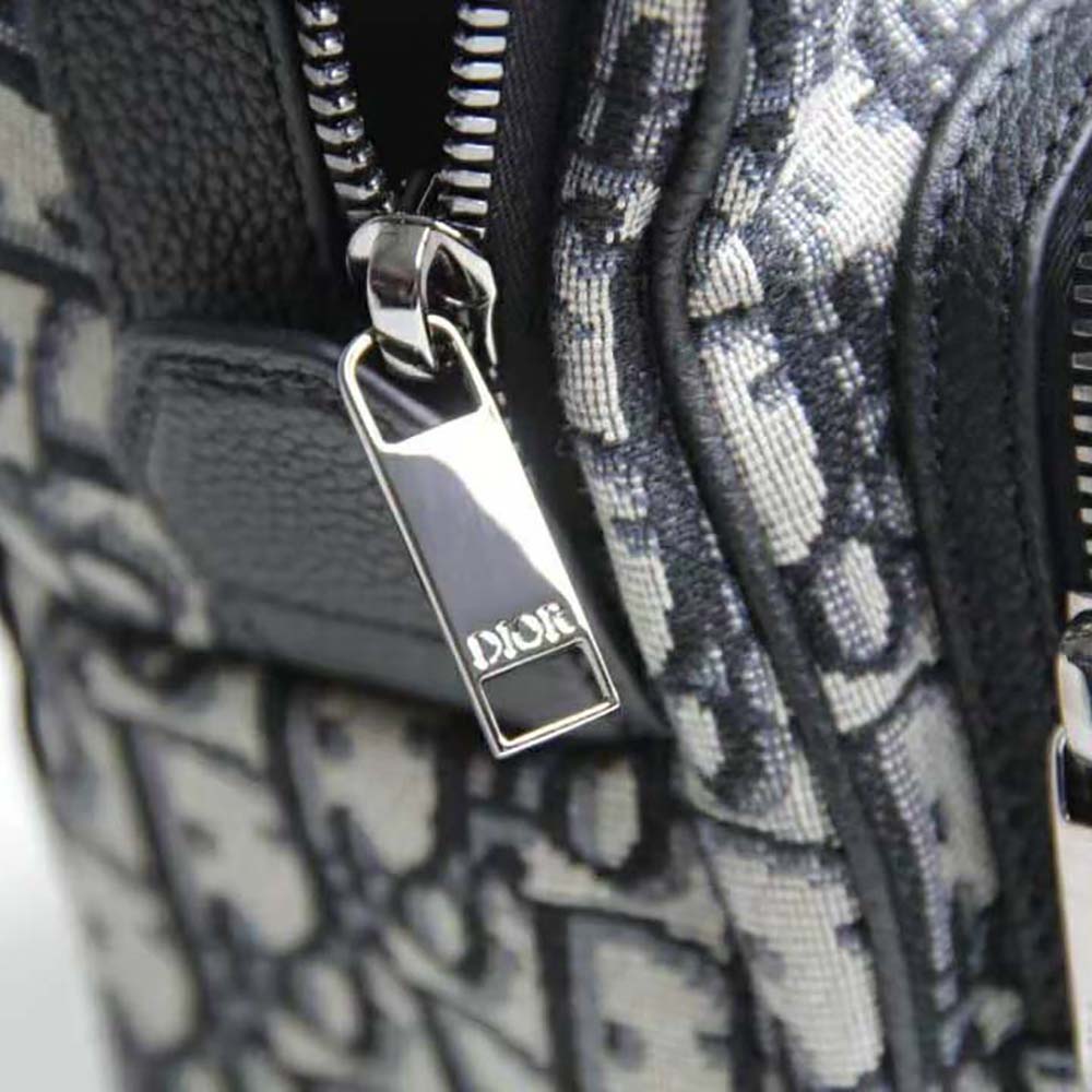 Dior Men Sling Bag Beige and Black Dior Oblique Jacquard 8 Dior Men Sling Bag Beige and Black Dior Oblique Jacquard - Image 8