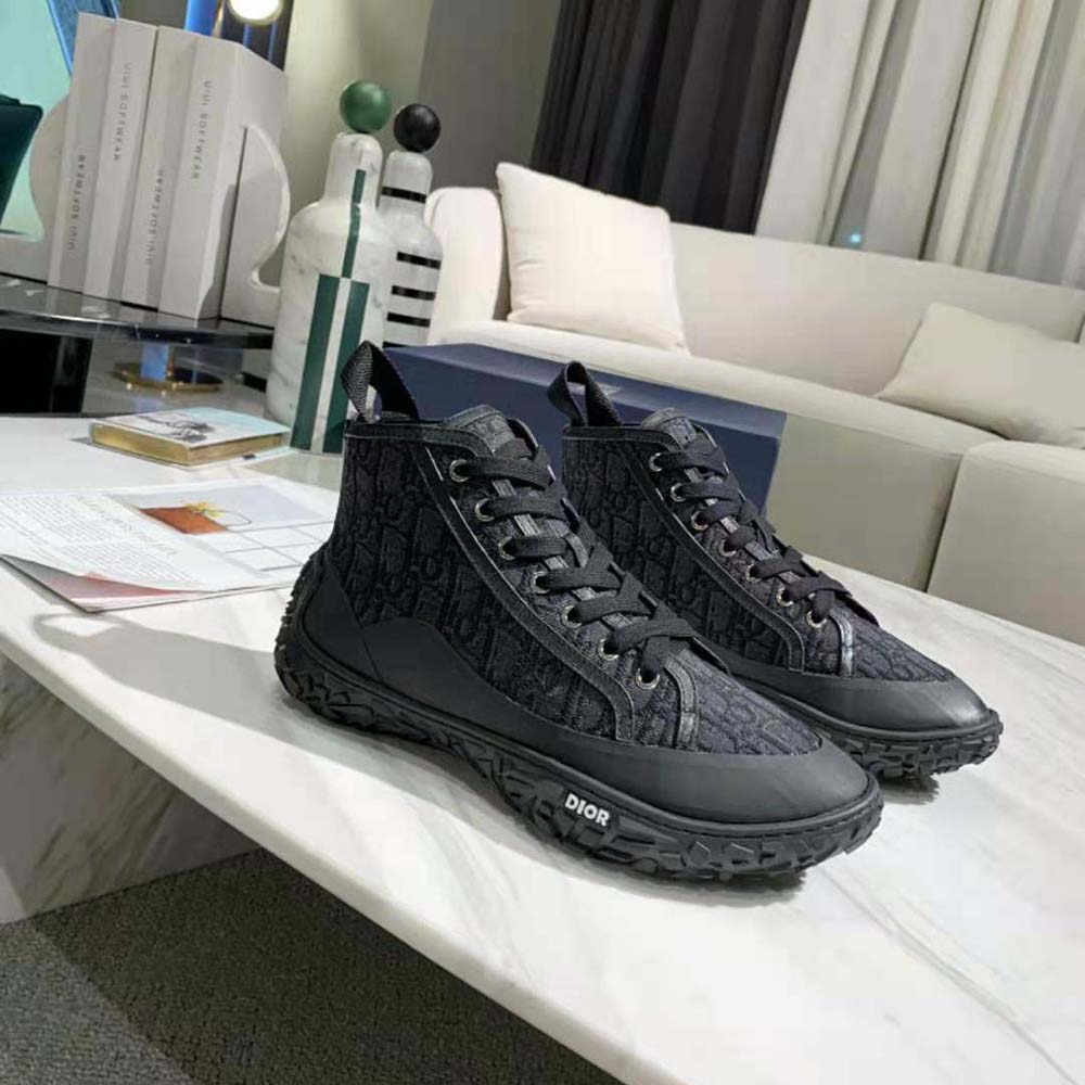 Dior Unisex B28 High-top Sneaker Black Dior Oblique Jacquard and 