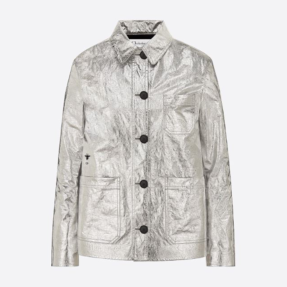 Dior Women Caro Jacket Silver-Tone Metallic Technical Fabric