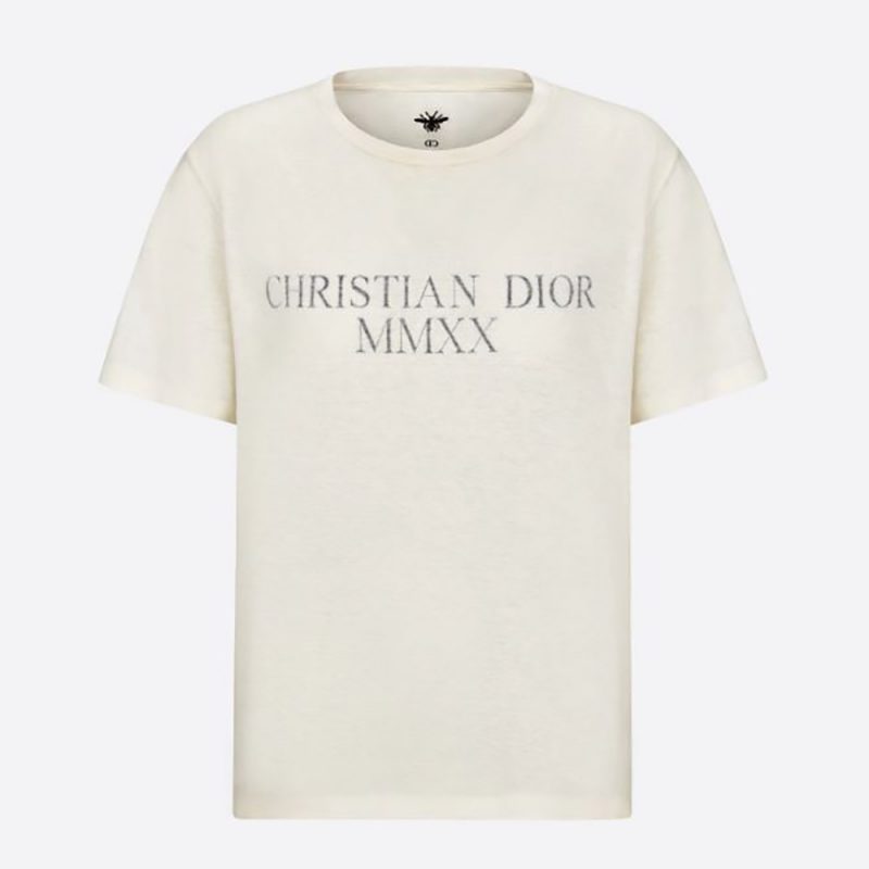 Dior Women I See You T-shirt Ecru Cotton Jersey and Linen