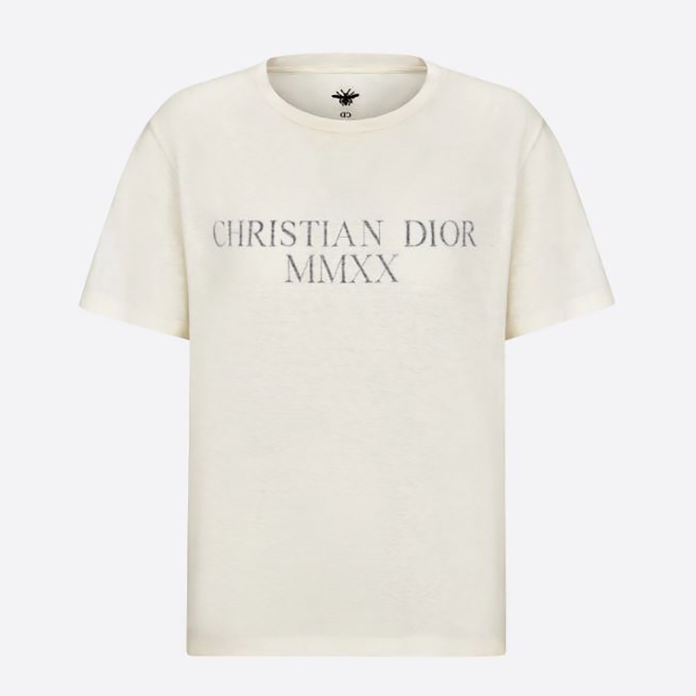Dior Women I See You T-shirt Ecru Cotton Jersey and Linen