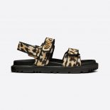 Dior Women DiorAct Sandal Beige Multicolor Mizza Printed Technical Fabric