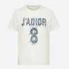 Dior Women J Adior 8 Embroidered T-shirt White and Navy Blue Cotton Jersey