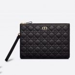 Dior Women Large Dior Caro Daily Pouch Cannage Calfskin-black