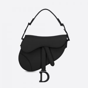 Saddle Bag with Strap Black Ultramatte Calfskin