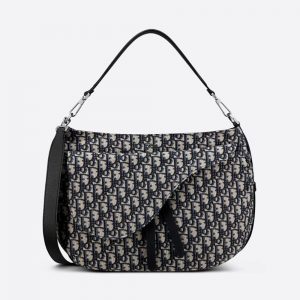 Dior Soft Saddle Bag Oblique Jacquard Beige/Black in Oblique Jacquard  Canvas with Ruthenium-finish - US