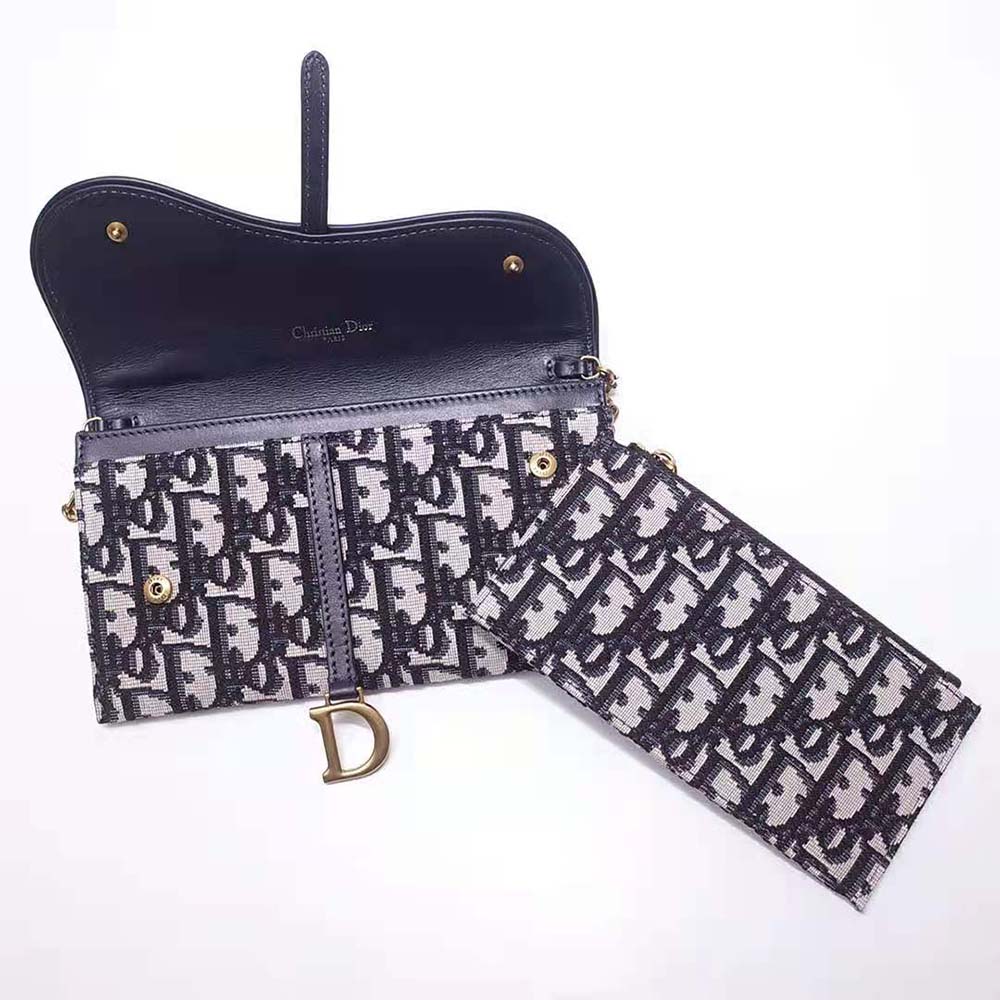 Saddle wallet blue discount dior oblique jacquard price