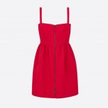 Dior Women Short Zipped Dress Red Double-Sided Wool