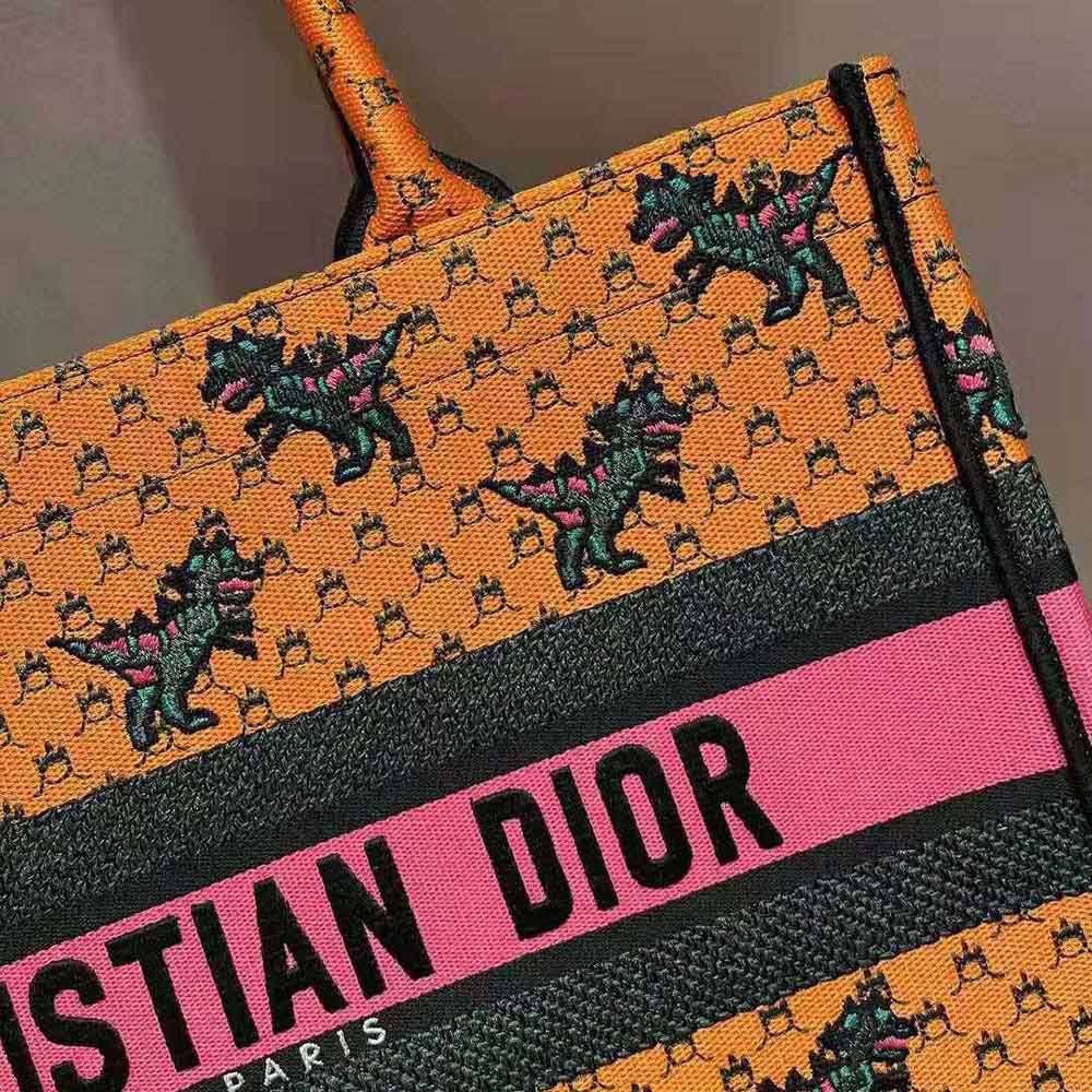 Christian Dior Multicolor Canvas Princess and Dragon Vertical Book Tote Bag