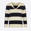 Dior Women Sweater Navy Blue and Ecru Dior Marinière Wool and Cashmere Knit