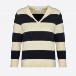 Dior Women Sweater Navy Blue and Ecru Dior Marinière Wool and Cashmere Knit