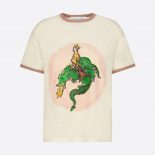 Dior Women T-Shirt Ecru Princess and Dragon Cotton Jersey and Linen