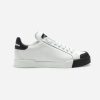 Dolce Gabbana D&G Women Portofino Sneakers in Nappa Leather and Rubber Toe-Cap-Black