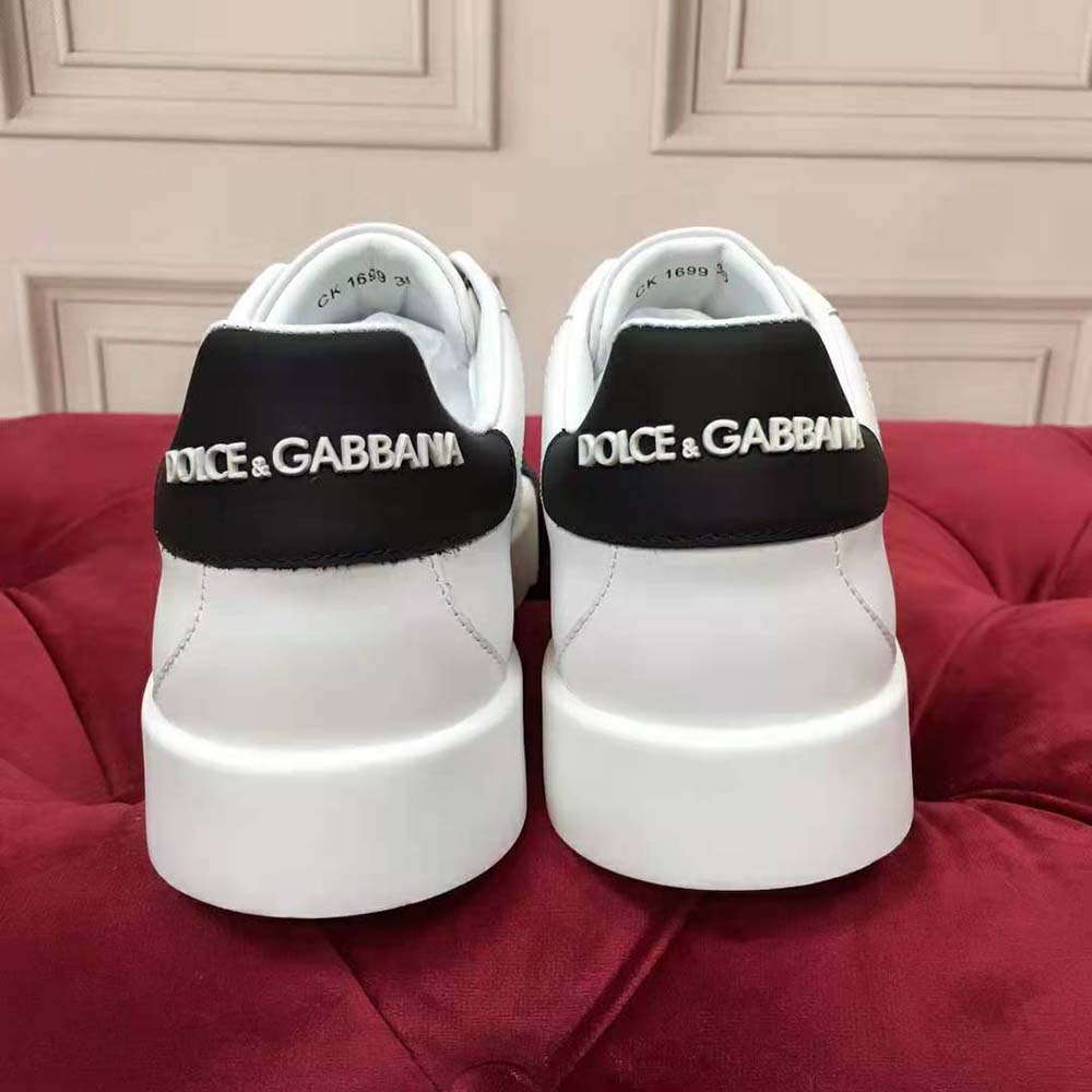 Dolce & Gabbana - Portofino spike-stud Low-top Sneakers - Women - Lambskin/Polyester/RubberGoat Skin/Calf Leather/Rubber - 36 - Black