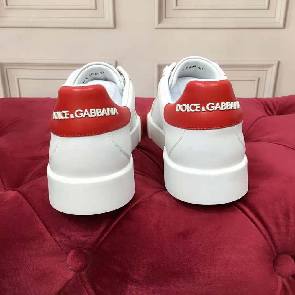 Dolce and gabbana clearance white and red sneakers