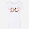 Dolce Gabbana D&G Women Short-Sleeved Jersey T-Shirt with DG Button Embellishment