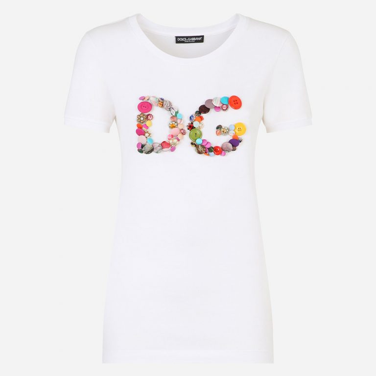 Dolce Gabbana Dandg Women Cotton T Shirt With Dg Patch 7139
