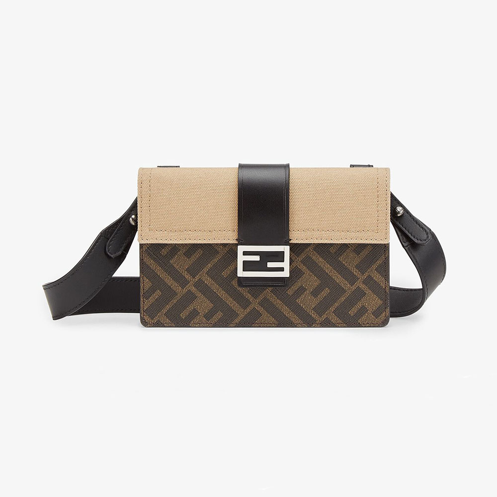 fendi baguette brown fabric bag