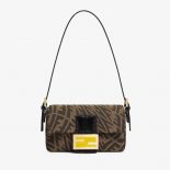 Fendi Women Mini Baguette 1997 Brown Jacquard FF Vertigo Bag