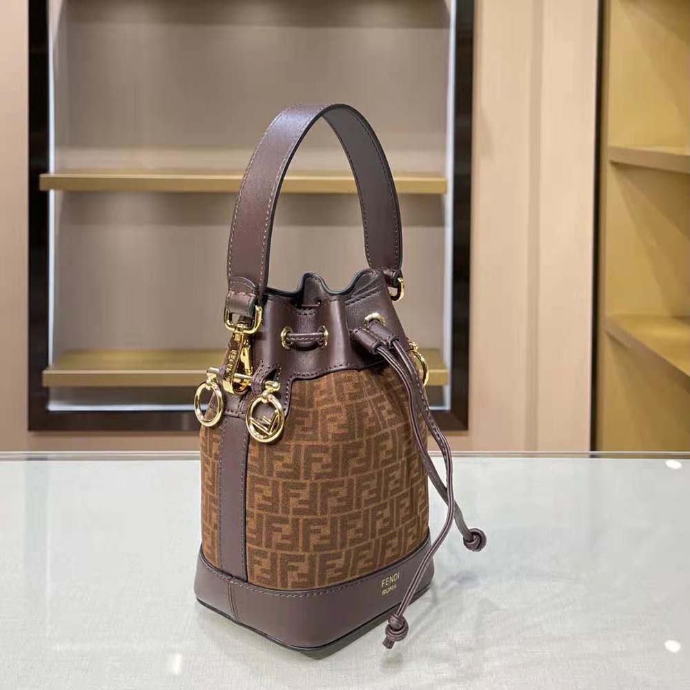 S118-Fendi Mon Tresor Brown leather mini-bag with FF motif。S$1990