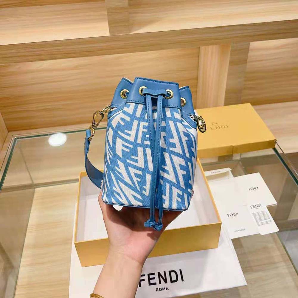 Fake Fendi Mon Tresor Glazed Canvas Mini-bag 8BS010 Blue Replica Wholesale