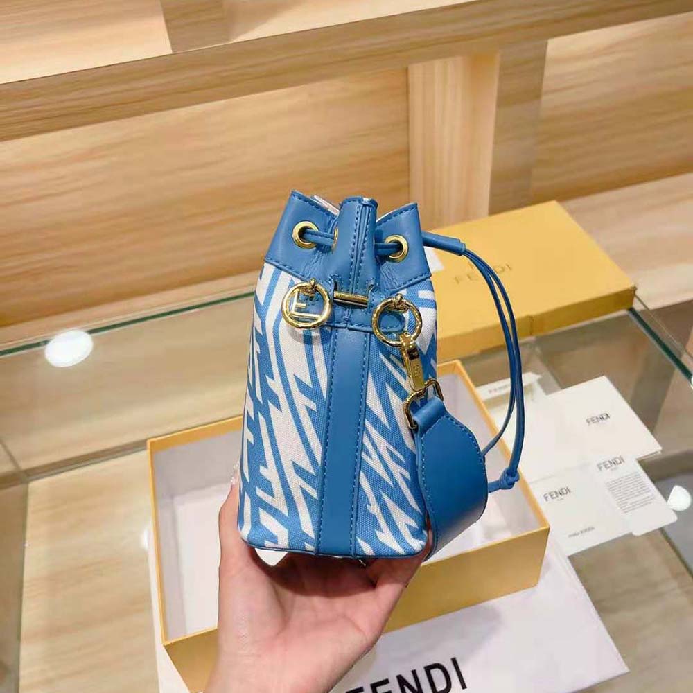 Fake Fendi Mon Tresor Glazed Canvas Mini-bag 8BS010 Blue Replica Wholesale
