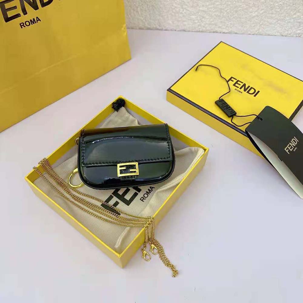 Fendi Women Nano Baguette Black Patent Leather Charm 2 Fendi Women Nano Baguette Black Patent Leather Charm - Image 2