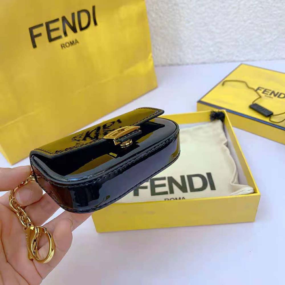 Fendi Women Nano Baguette Black Patent Leather Charm 5 Fendi Women Nano Baguette Black Patent Leather Charm - Image 5