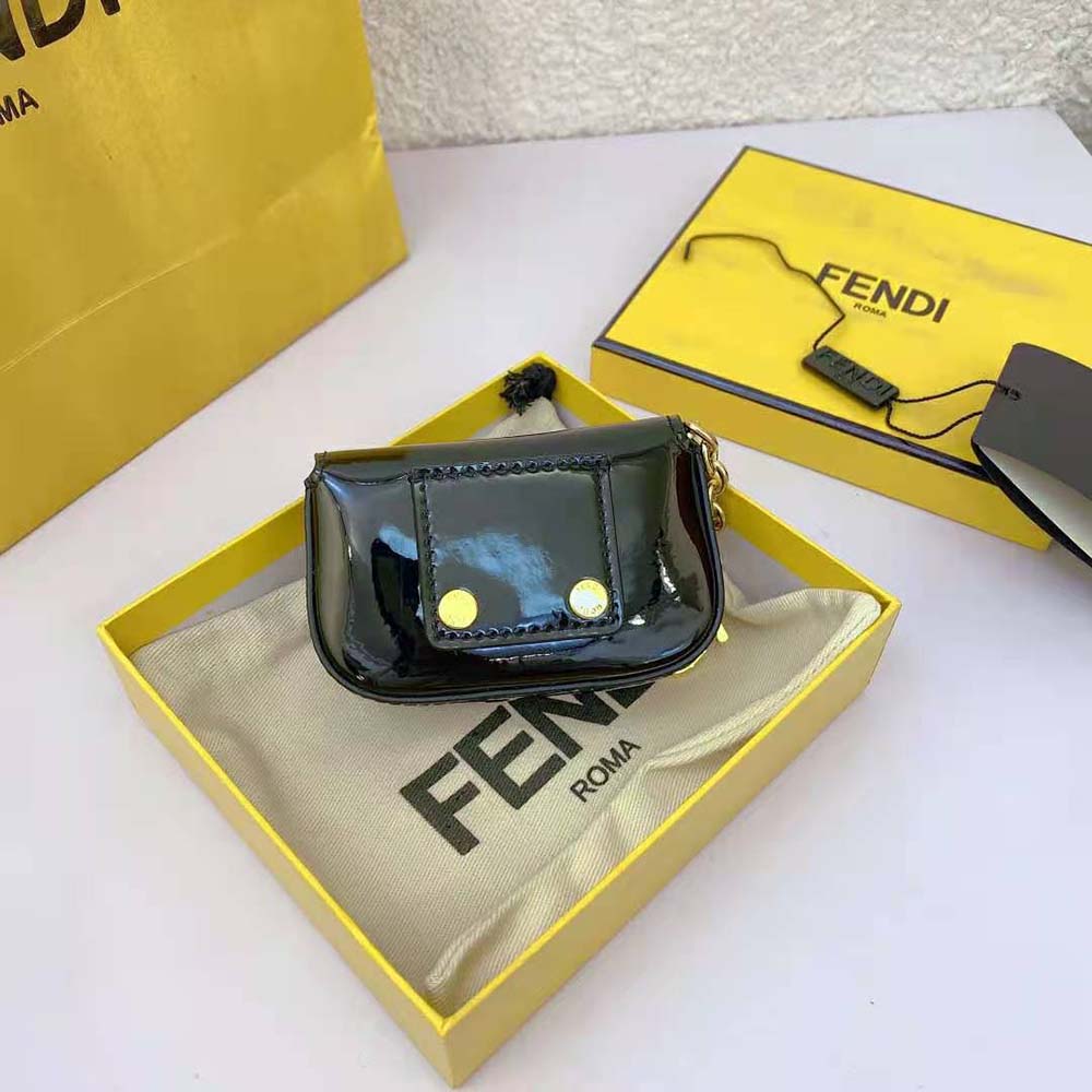Fendi Women Nano Baguette Black Patent Leather Charm 4 Fendi Women Nano Baguette Black Patent Leather Charm - Image 4