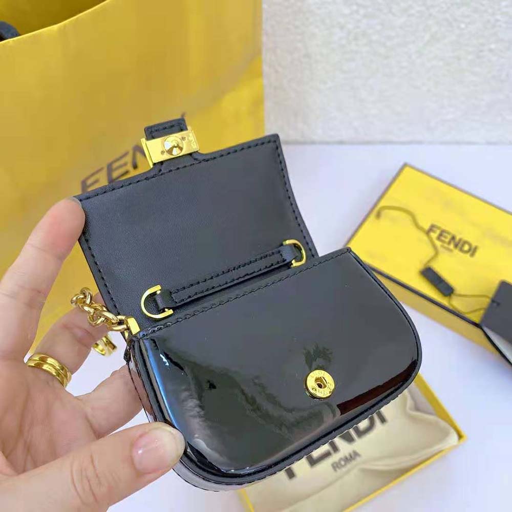 Fendi Women Nano Baguette Black Patent Leather Charm 6 Fendi Women Nano Baguette Black Patent Leather Charm - Image 6