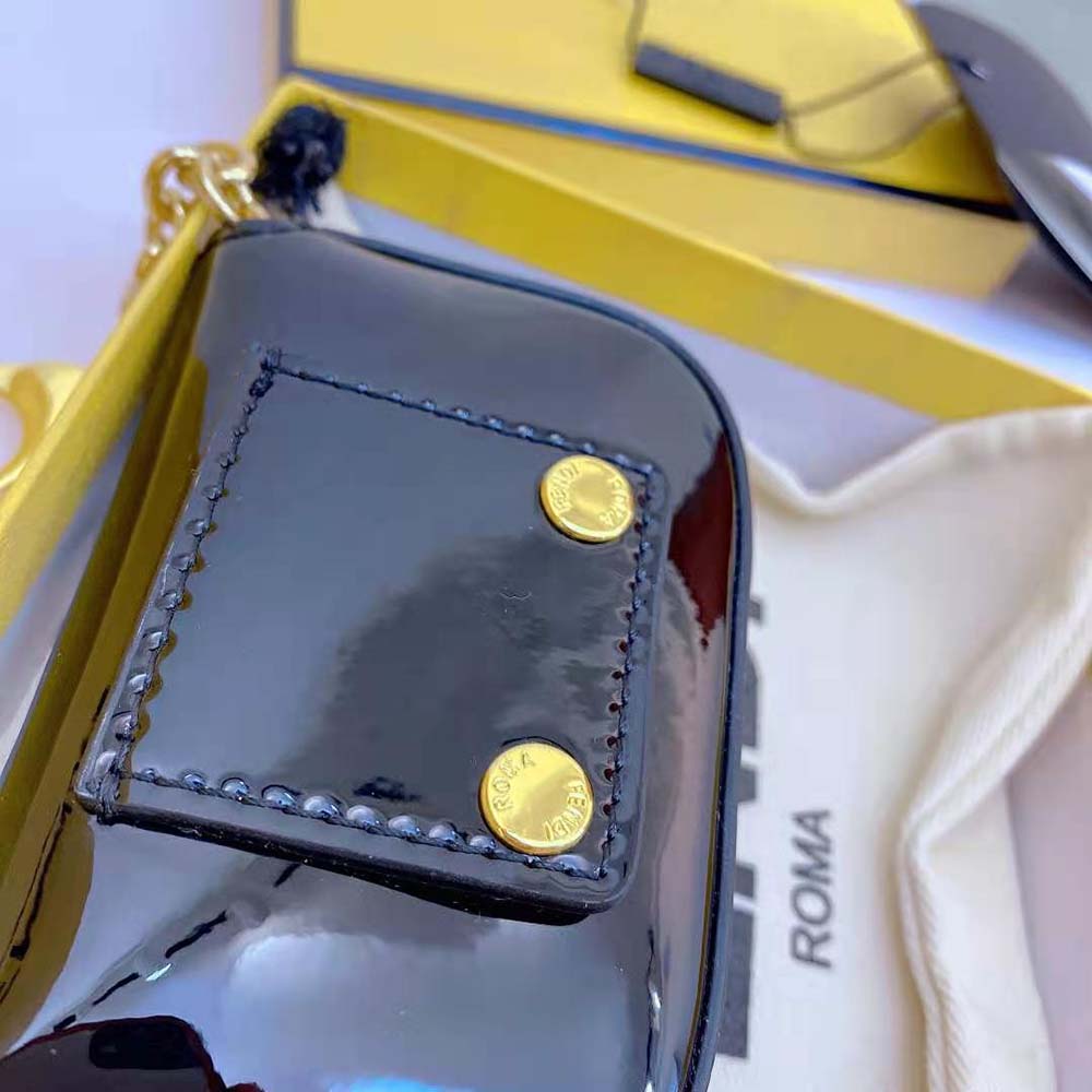 Fendi Women Nano Baguette Black Patent Leather Charm 7 Fendi Women Nano Baguette Black Patent Leather Charm - Image 7