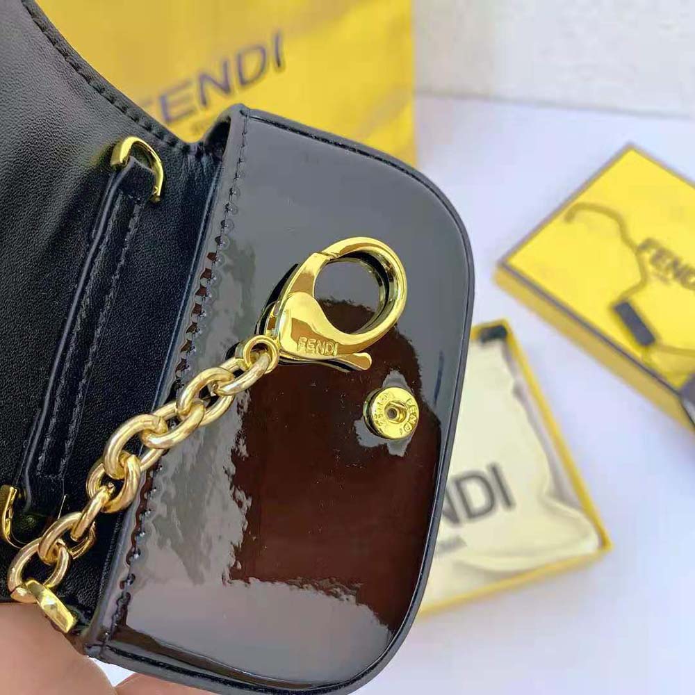 Fendi Women Nano Baguette Black Patent Leather Charm 8 Fendi Women Nano Baguette Black Patent Leather Charm - Image 8