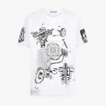 Givenchy Men Schematics T-shirt with Red GIVENCHY Signature on the Chest-White