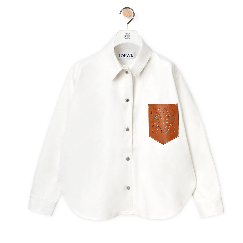 Loewe Women Leather Pocket Overshirt in 