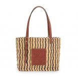 Loewe Women Small Square Basket Bag in Reed and Calfskin