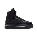 Prada Women Macro Re-Nylon and Brushed Leather High-top Sneakers-Black