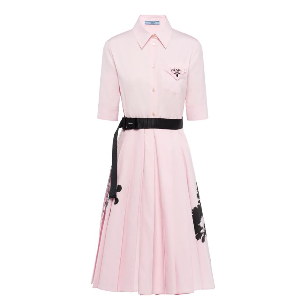 Prada Women Crepe DE Chine Dress-Pink