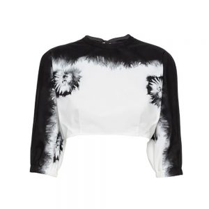 Prada Women Printed Poplin Crop Top-White