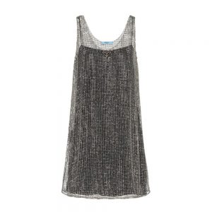 Prada Women Rhinestone Embroidered Mesh Mini-Dress