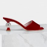 Roger Vivier Women Marlene Strass Mules in Suede-Red