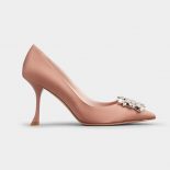 Roger Vivier Women RV Bouquet Strass Buckle Pumps in Satin-Sandy